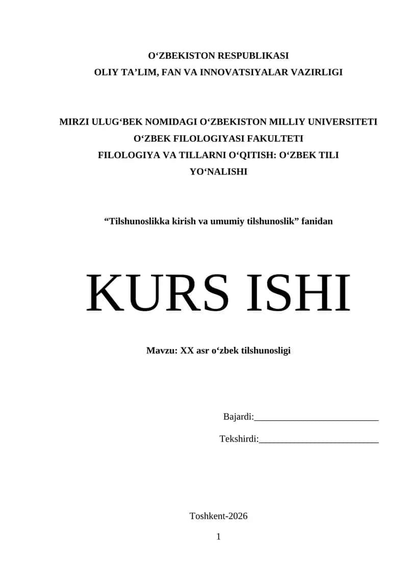 XX asr oʻzbek tilshunosligi