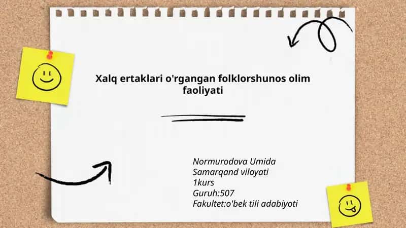 Xalq ertaklari o'rgangan folklorshunos olim faoliyati