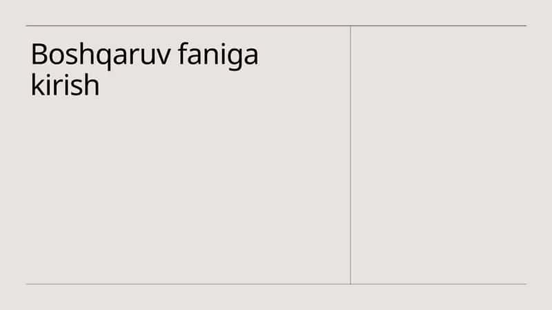 Boshqaruv faniga kirish