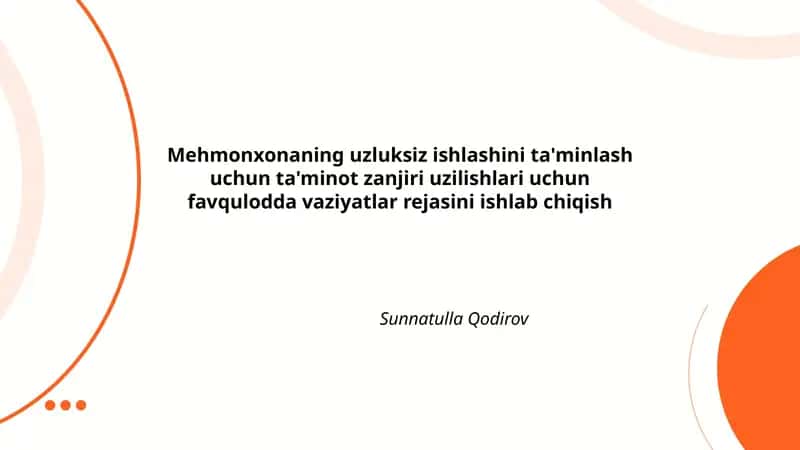 Ta'minot zanjiri uzilishlari uchun favqulodda vaziyatlar rejasini ishlab chiqish