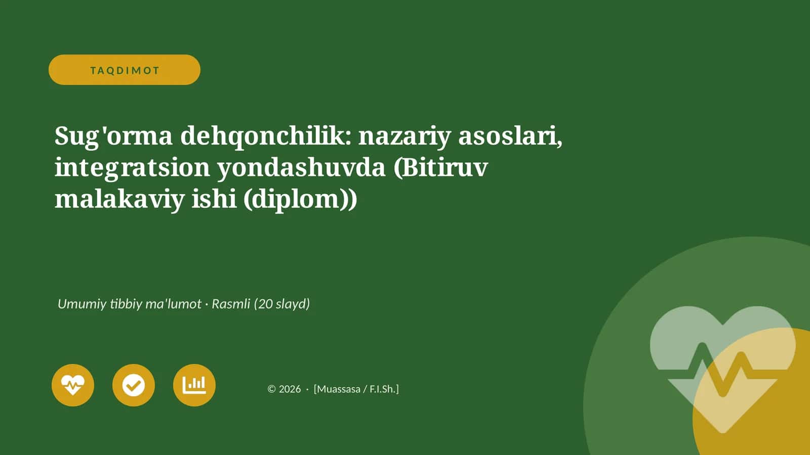 Sug'orma dehqonchilik: nazariy asoslari, integratsion yondashuvda (Bitiruv malakaviy ishi (diplom))