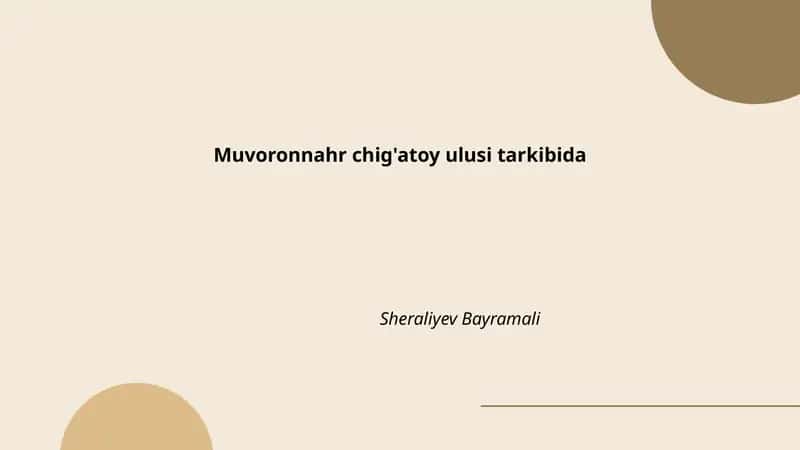 Muvoronnahr chig'atoy ulusi tarkibida