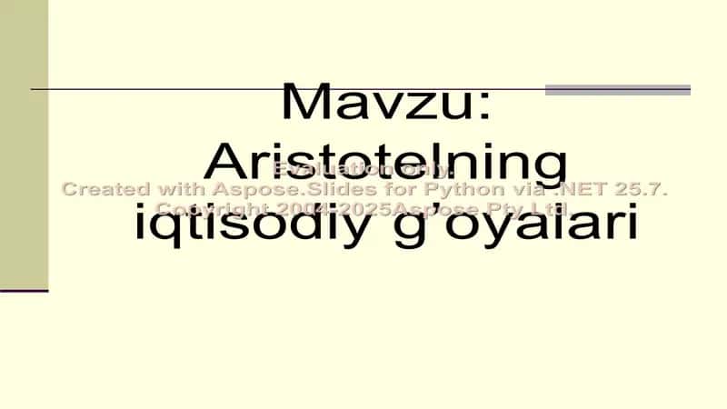 aristorelning iqtisodiy g'oyalari