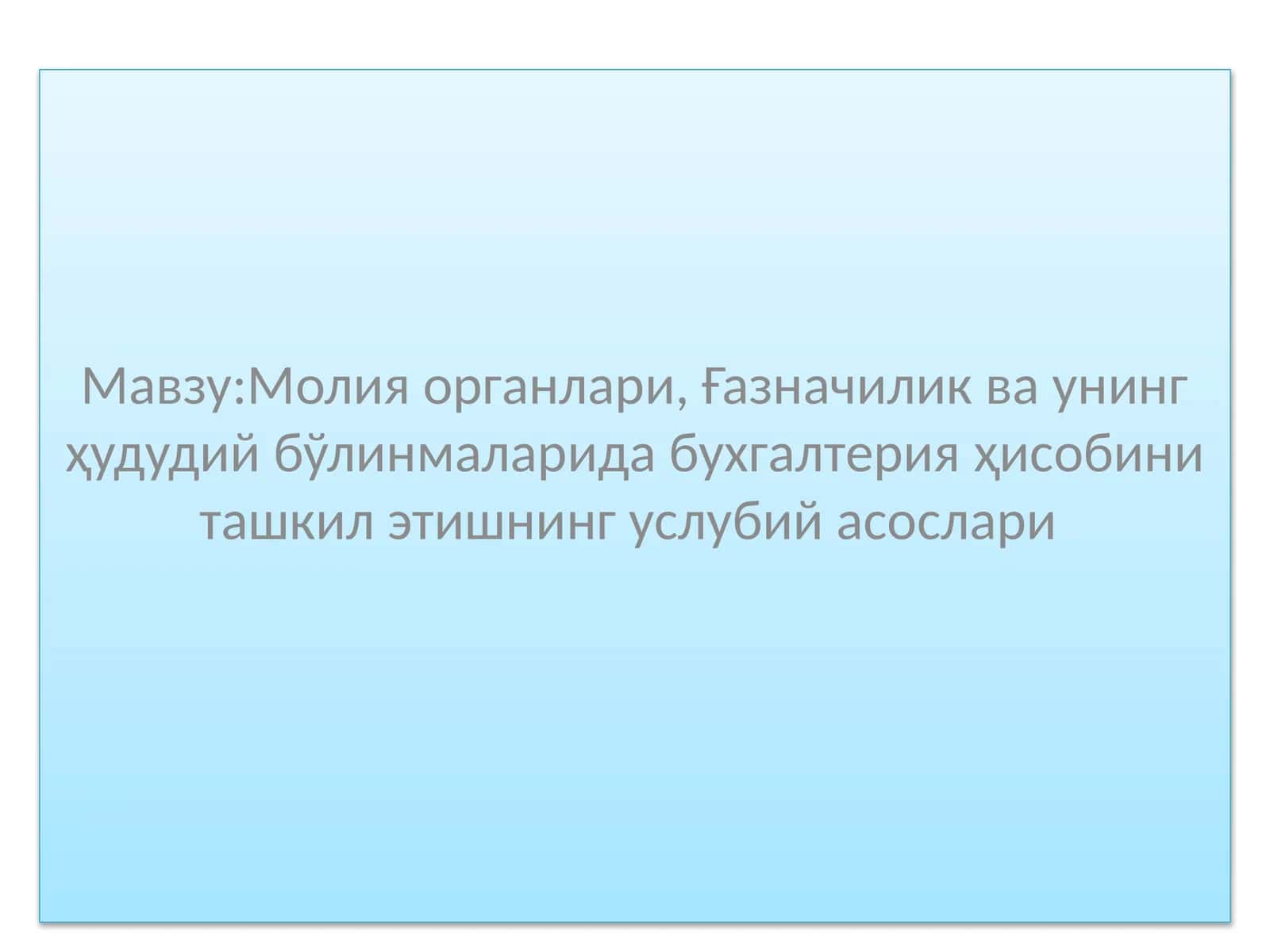 Молия органлари, Ғазначилик ва унинг ҳудудий бўлинмаларида бухгалтерия ҳисобини ташкил этишнинг услубий асослари