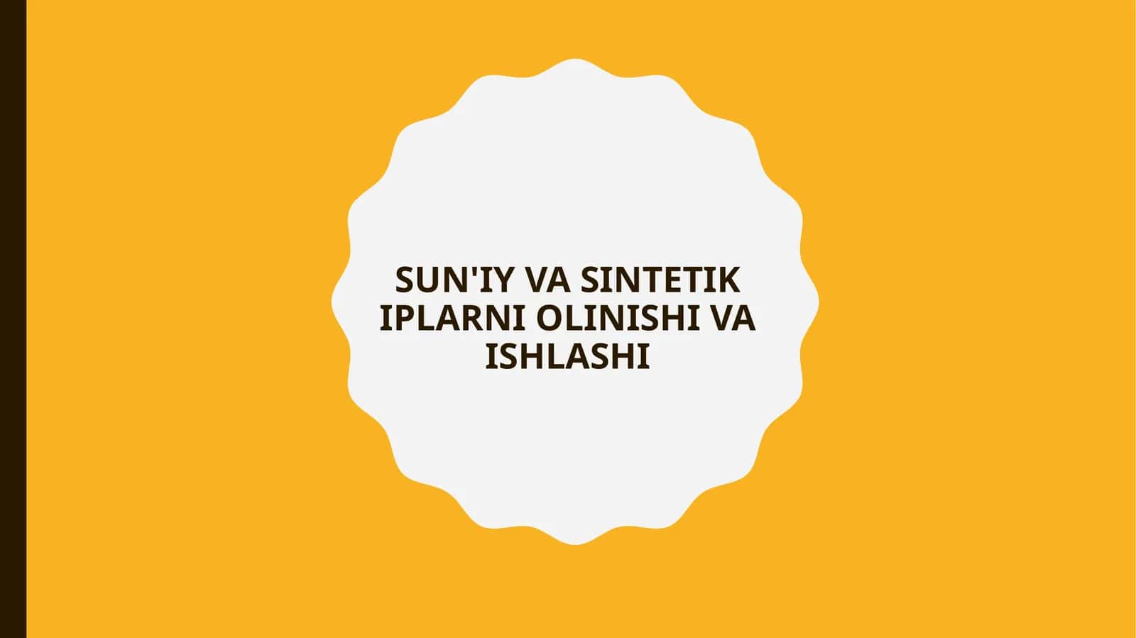 SUN'IY VA SINTETIK IPLARNI OLINISHI VA ISHLASHI