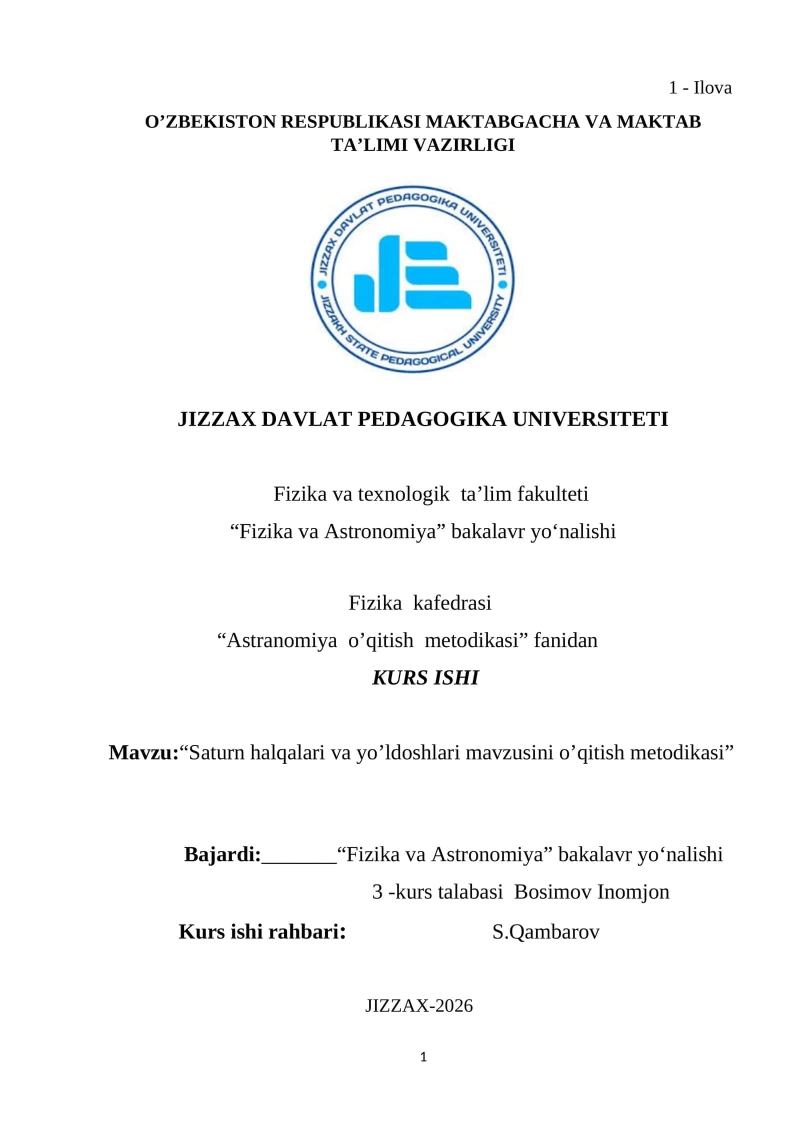 Astranomiya o’qitish metodikasi