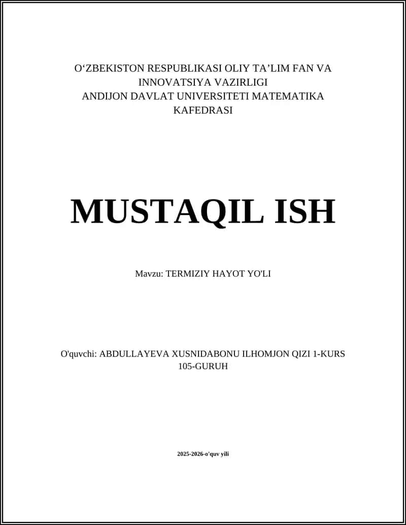 TERMIZIY HAYOT YO'LI