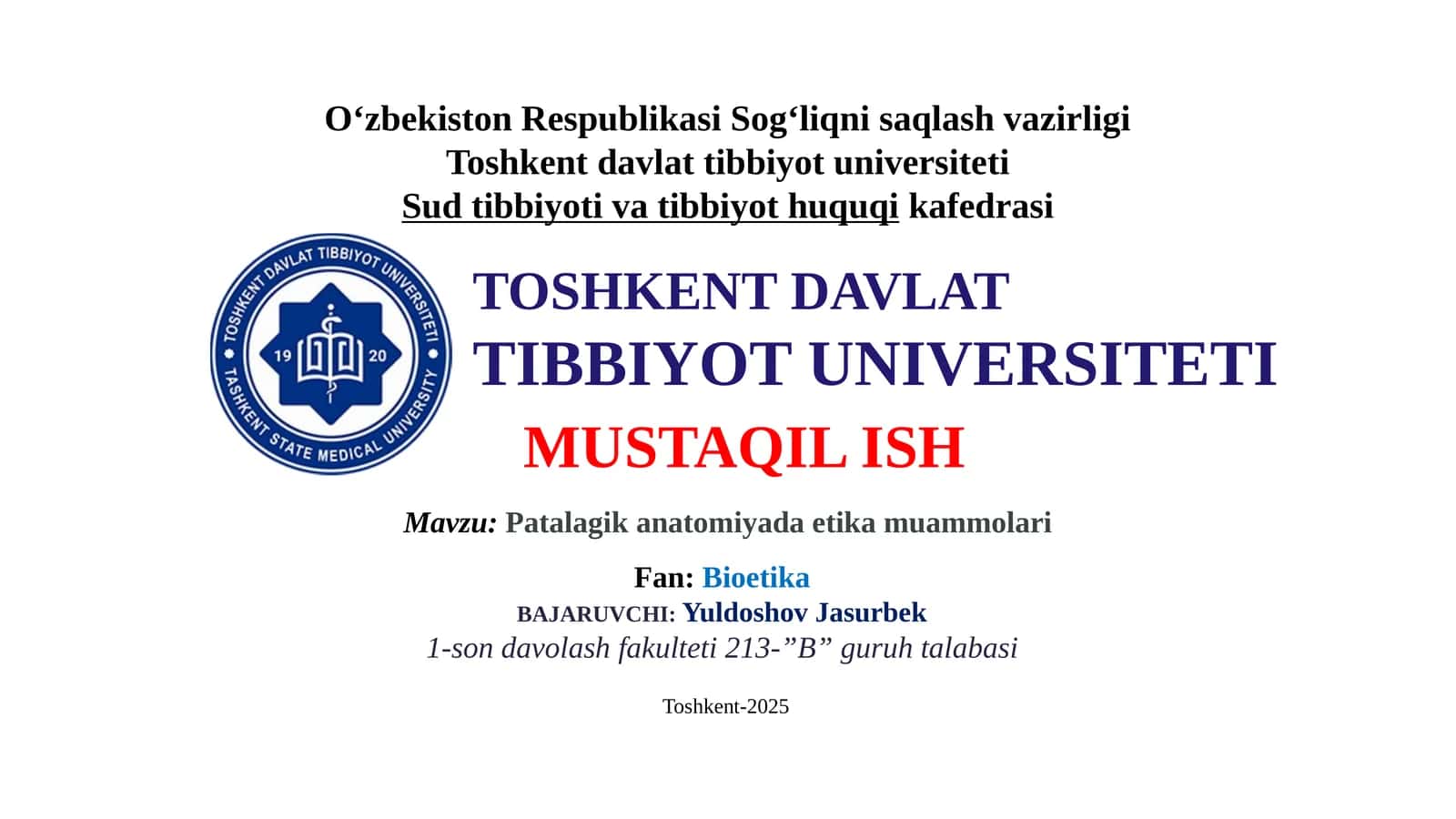 Patologik anatomiyada etik muammolari