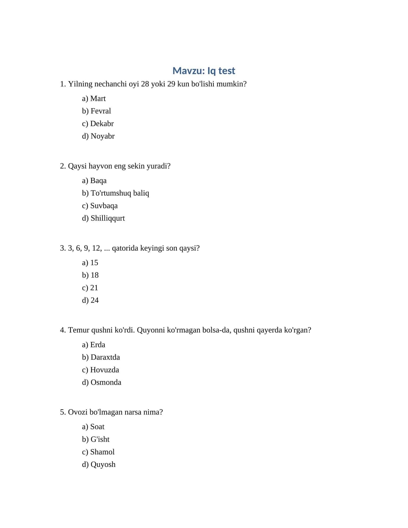 Iq test