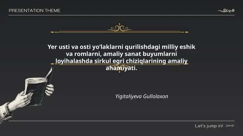 Yer usti va osti yoʻlaklarni qurilishdagi milliy eshik va romlarni, amaliy sanat buyumlarni loyihalashda sirkul egri chiziqlarining amaliy ahamiyati