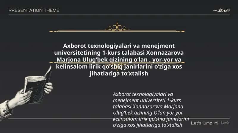 Yor-yor va kelinsalom lirik qo'shiq janirlari