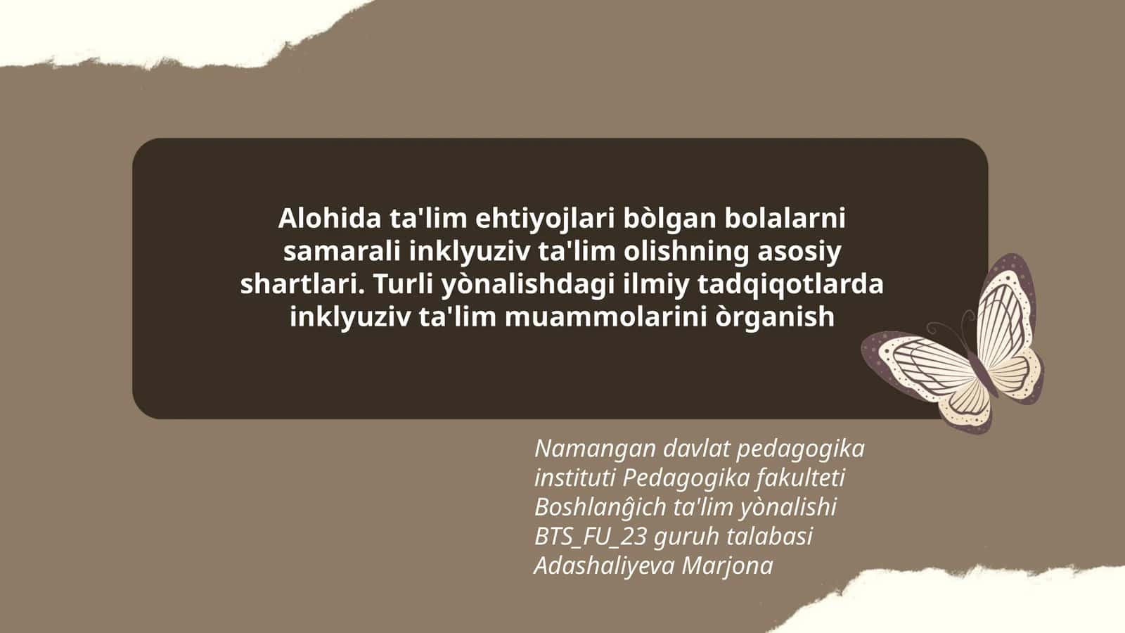 Alohida ta'lim ehtiyojlari bòlgan bolalarni samarali inklyuziv ta'lim olishning asosiy shartlari. Turli yònalishdagi ilmiy tadqiqotlarda inklyuziv ta'lim muammolarini òrganish