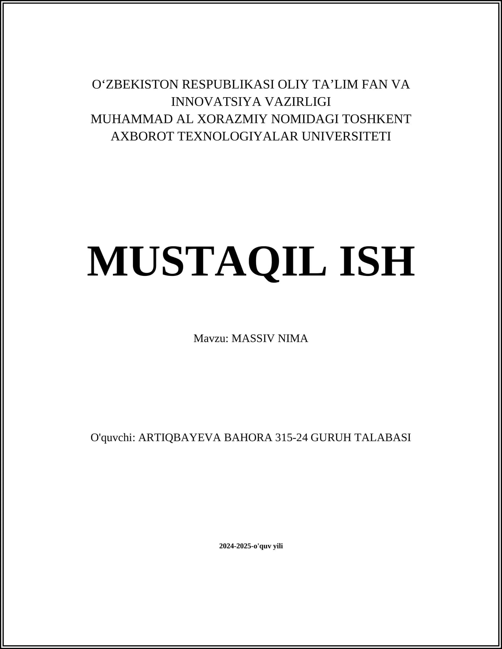 MASSIV NIMA