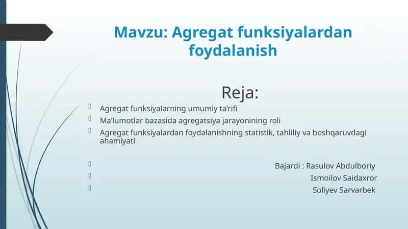 SQL Agregat funksiyalari