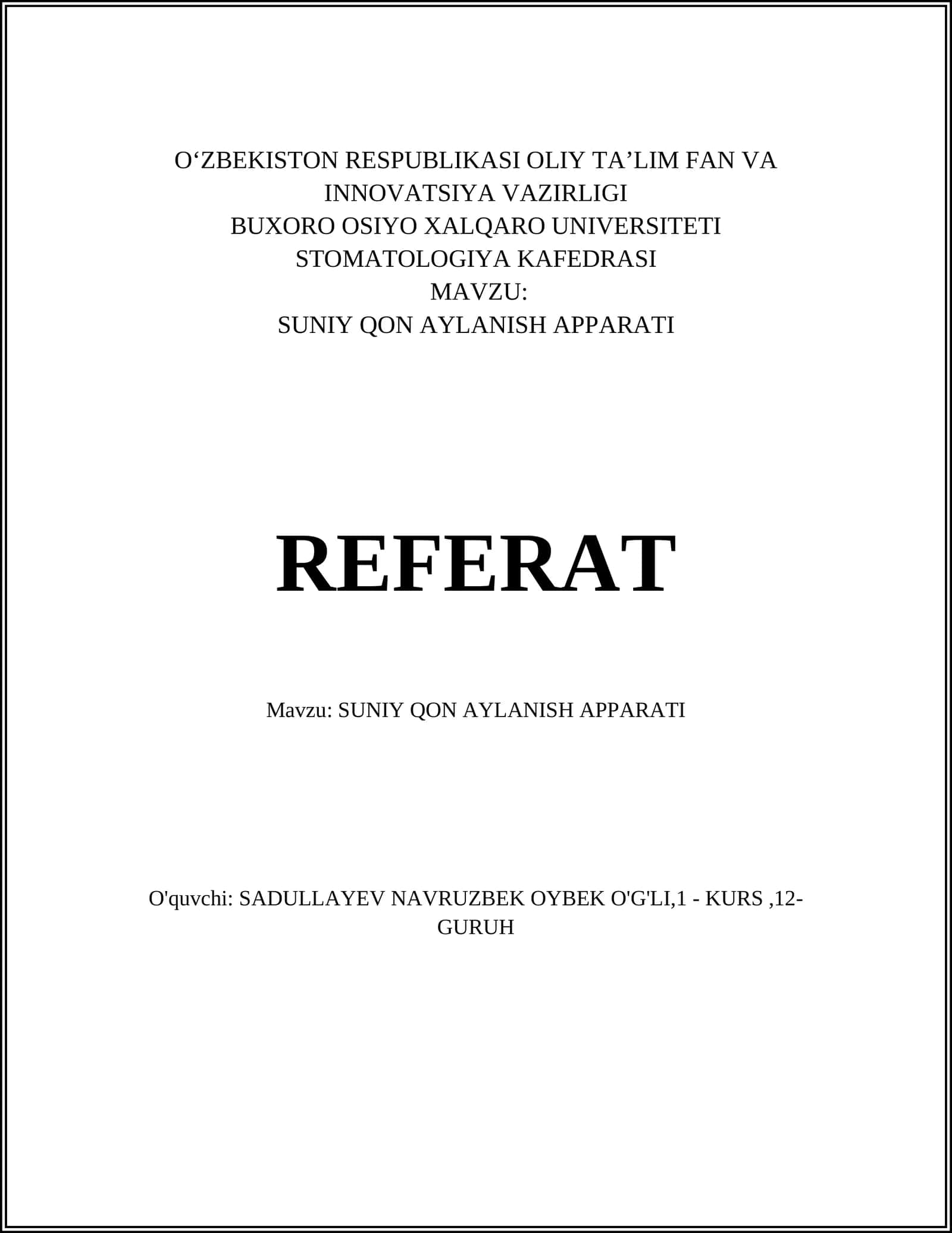 SUNIY QON AYLANISH APPARATI