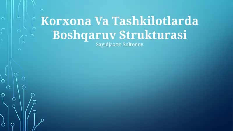 Korxona Va Tashkilotlarda Boshqaruv Strukturasi