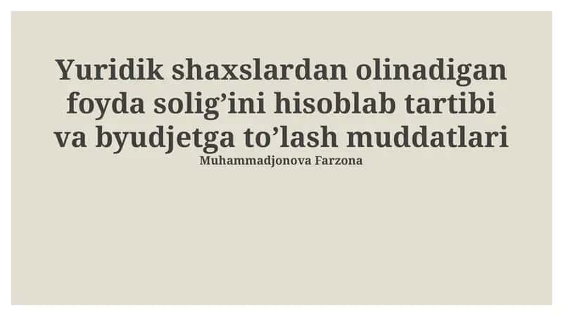 Korporativ daromad solig'i: Asosiy tushunchalar va soliq bazasini aniqlash