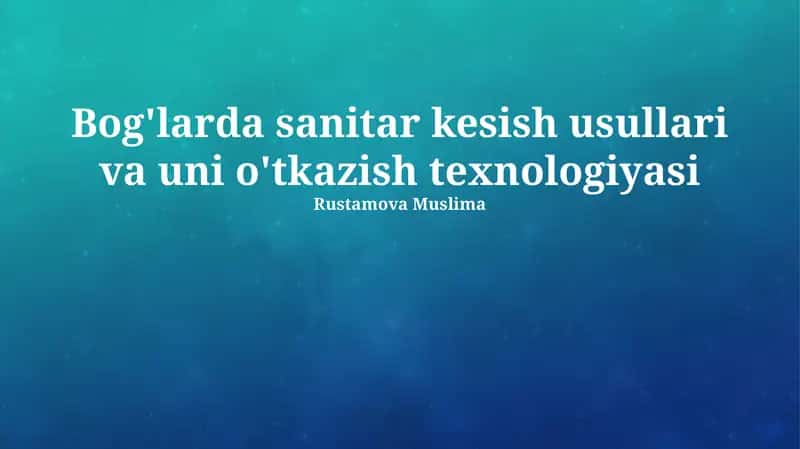Sanitariya obrezkasi texnologiyasi