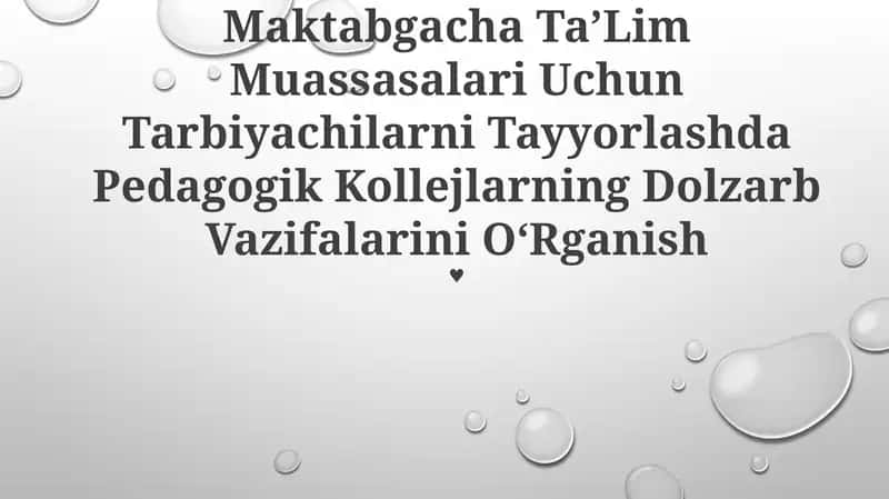 Pedagogika kollejlarining missiyasi Pedagogika kollejlarining asosiy vazifasi maktabgacha ta'lim bo‘yicha yuqori malakali va malakali o‘qituvchilarni tayyorlashdan iborat