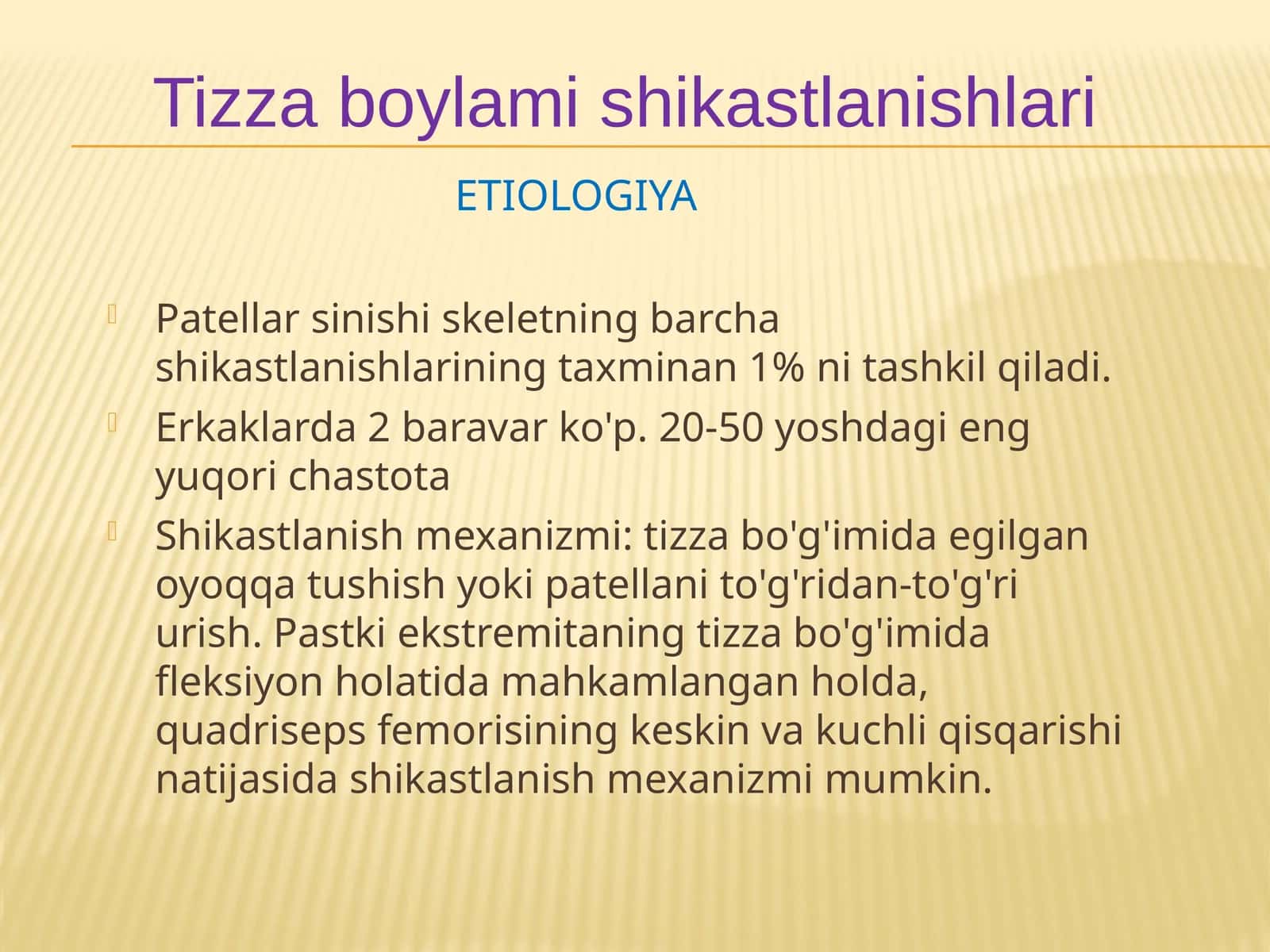 Tizza boylami shikastlanishlari