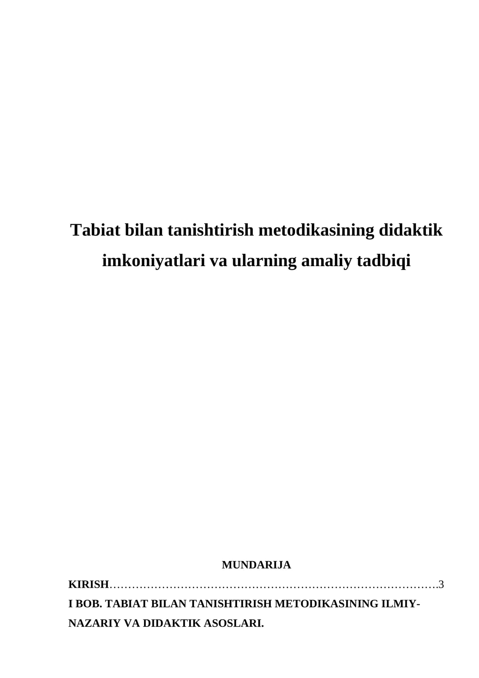 Tabiat bilan tanishtirish metodikasi