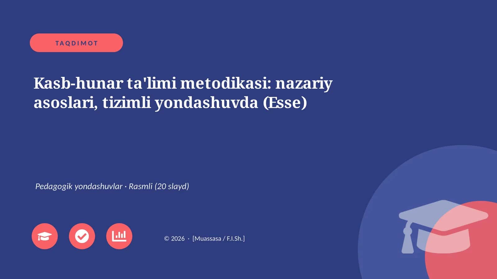 Kasb-hunar ta'limi metodikasi: nazariy asoslari, tizimli yondashuvda (Esse)