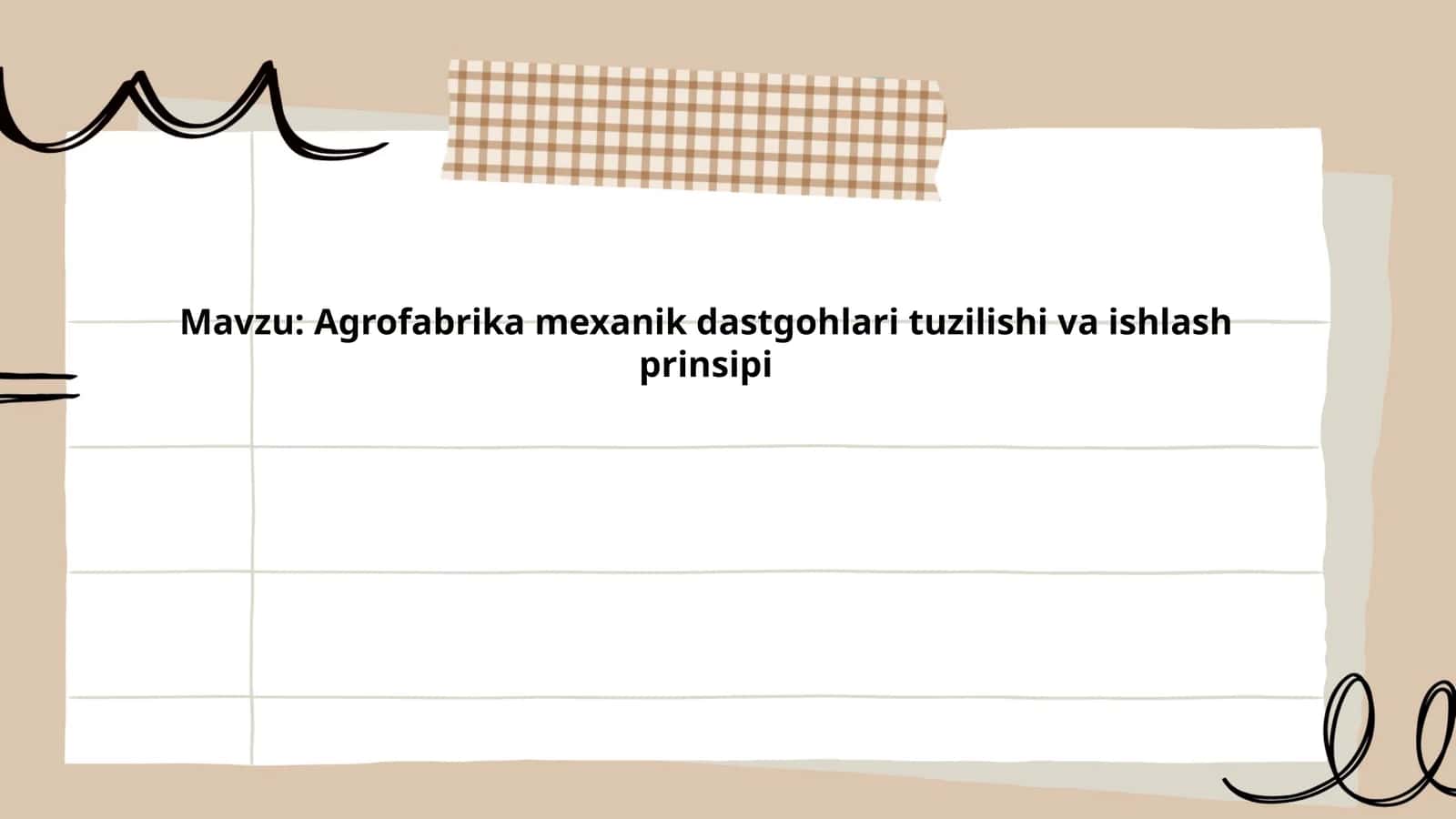 Agrofabrika mexanik dastgohlari tuzilishi va ishlash prinsipi