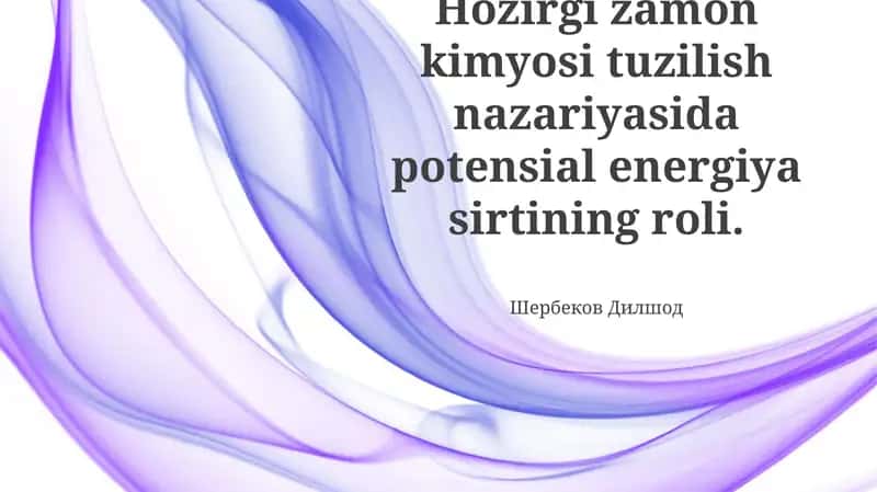Potensial Energiy Yuzasini Aniqlash
