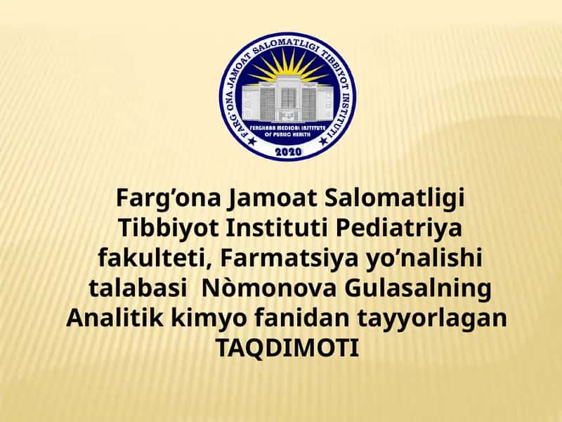 Mavzu:Kationlarininganalitikguruhlarbòyichatasniflashvaularnitaqqoslash.(vodorodsulfidli,kislotaasoslivaammiak-fosfatlitasnifi)