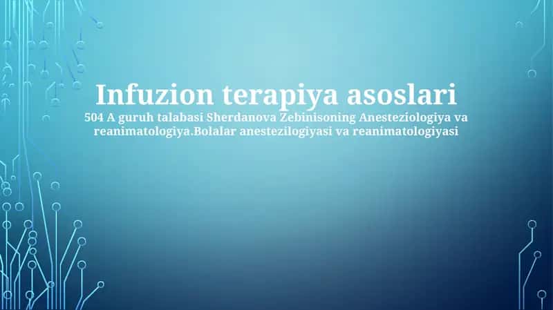 Infuzion terapiya asoslari