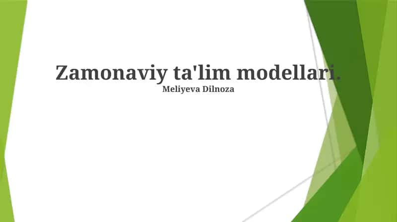 Zamonaviy ta'lim modellari
