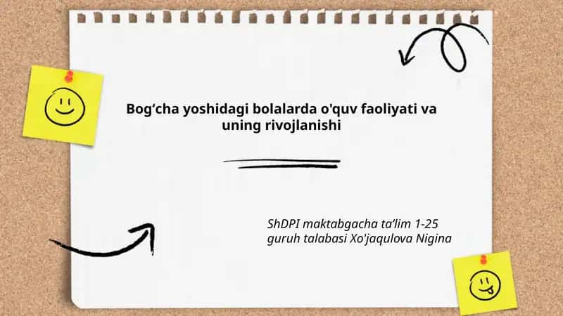 Bog'cha yoshidagi bolalarda o'quv faoliyati va uning rivojlanishi