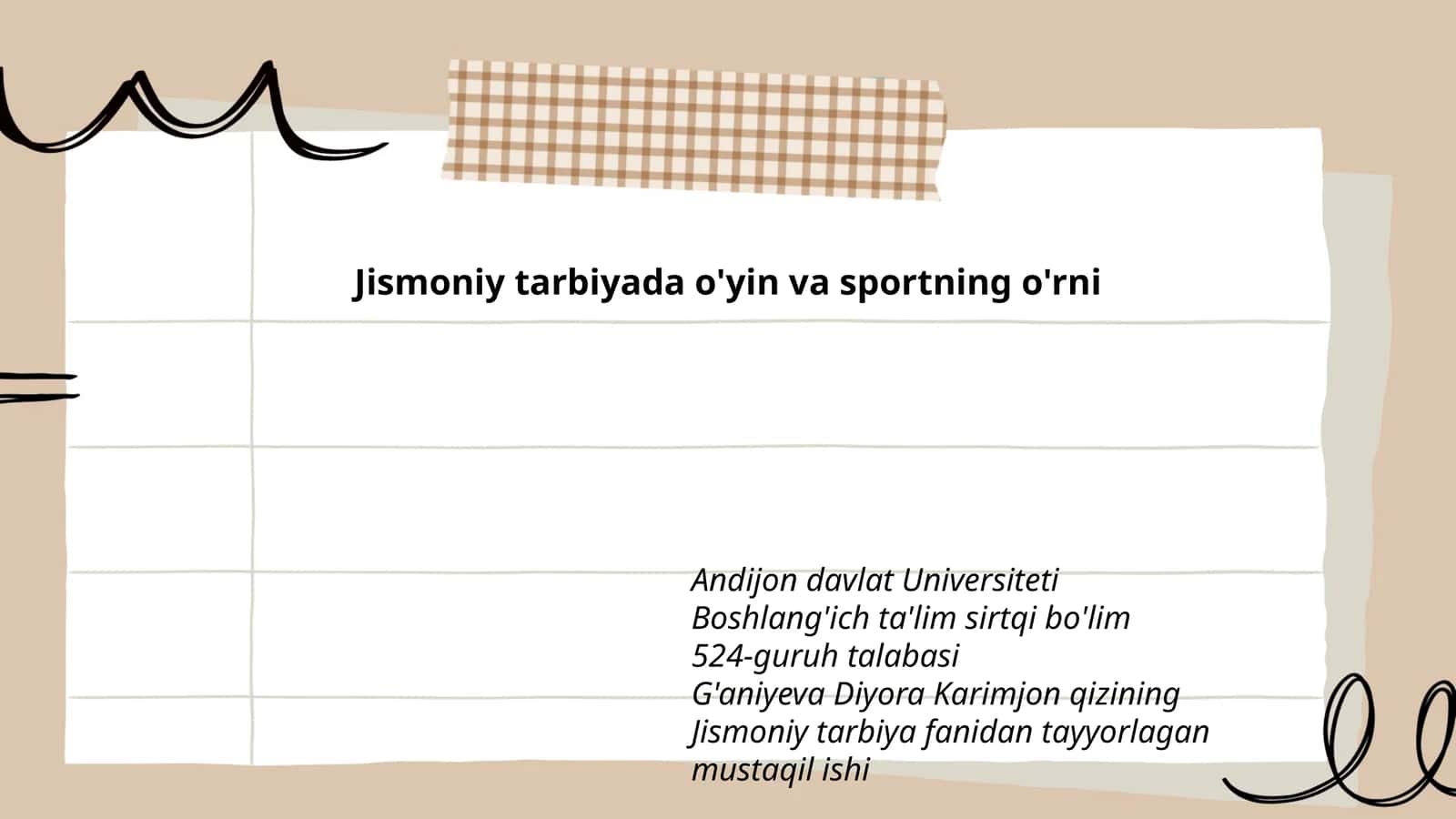 Jismoniy tarbiyada o'yin va sportning o'rni