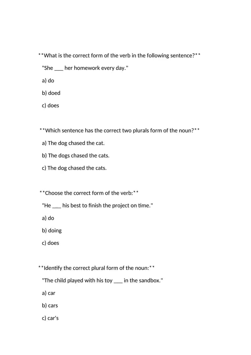 Correct Form of Verbs Exercise