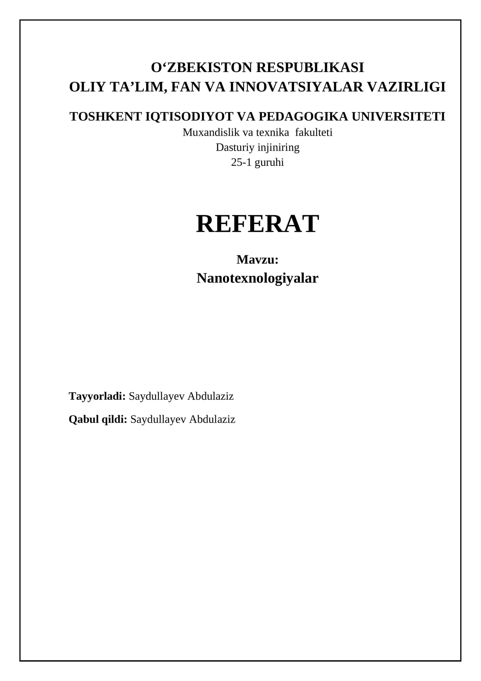 Nanotexnologiyalar: Ta'rif, Asosiy Tushunchalar va Tarix