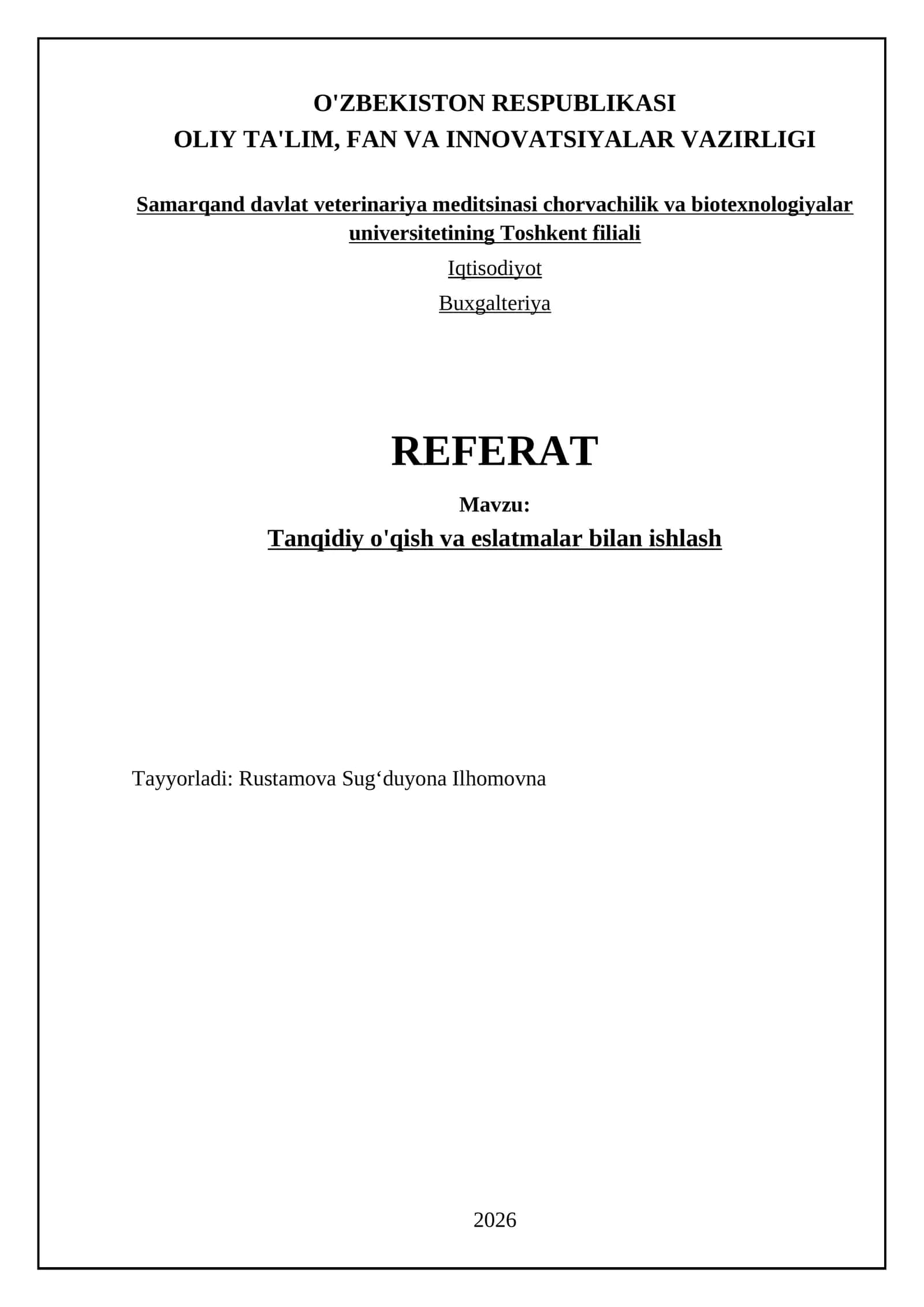 Tanqidiy o'qishning nazariy asoslari va strategiyalari