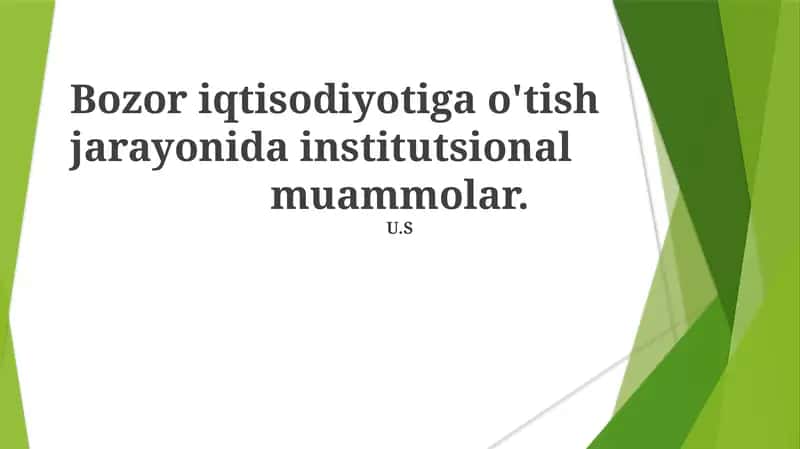 Institutsional muammolar va ularning echimlari