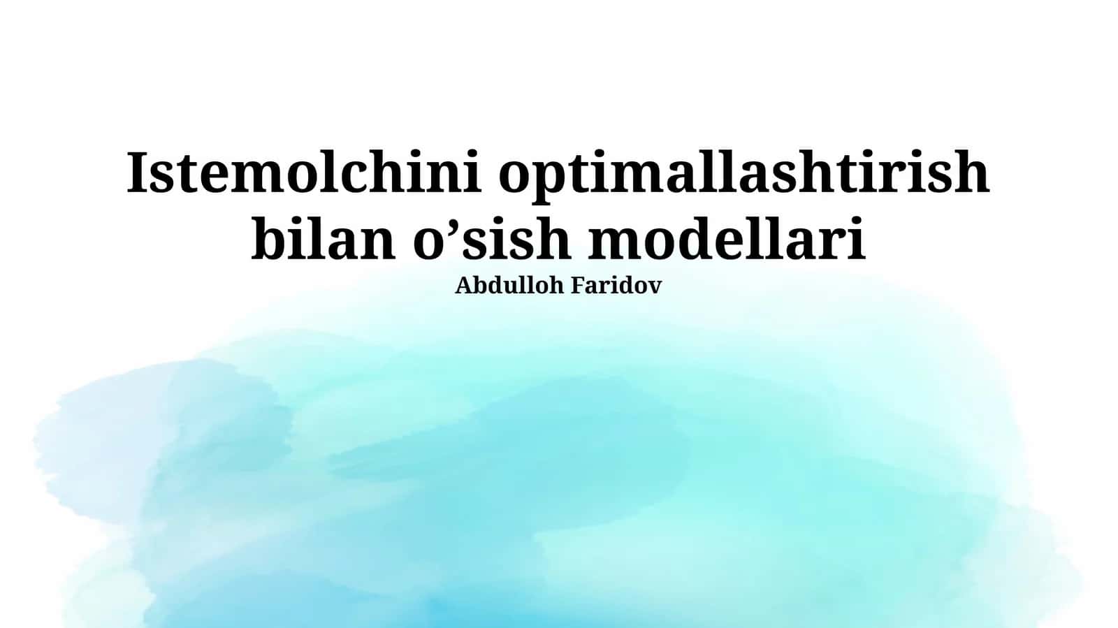 O'sish va Iste'molning O'zaro Bog'liqligi