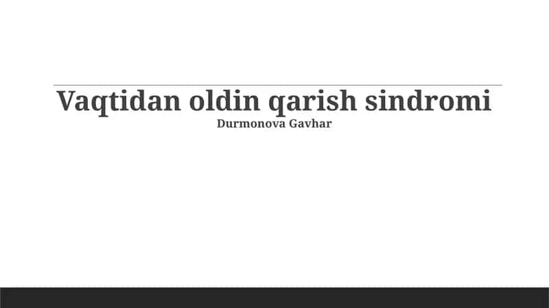 Vaqtidan oldin qarish sindromi