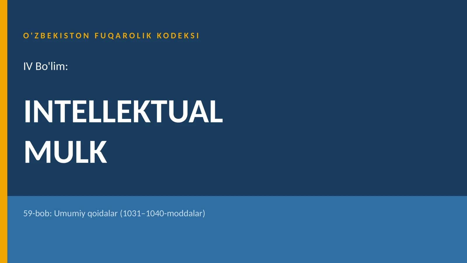 O'ZBEKISTON FUQAROLIK KODEKSI