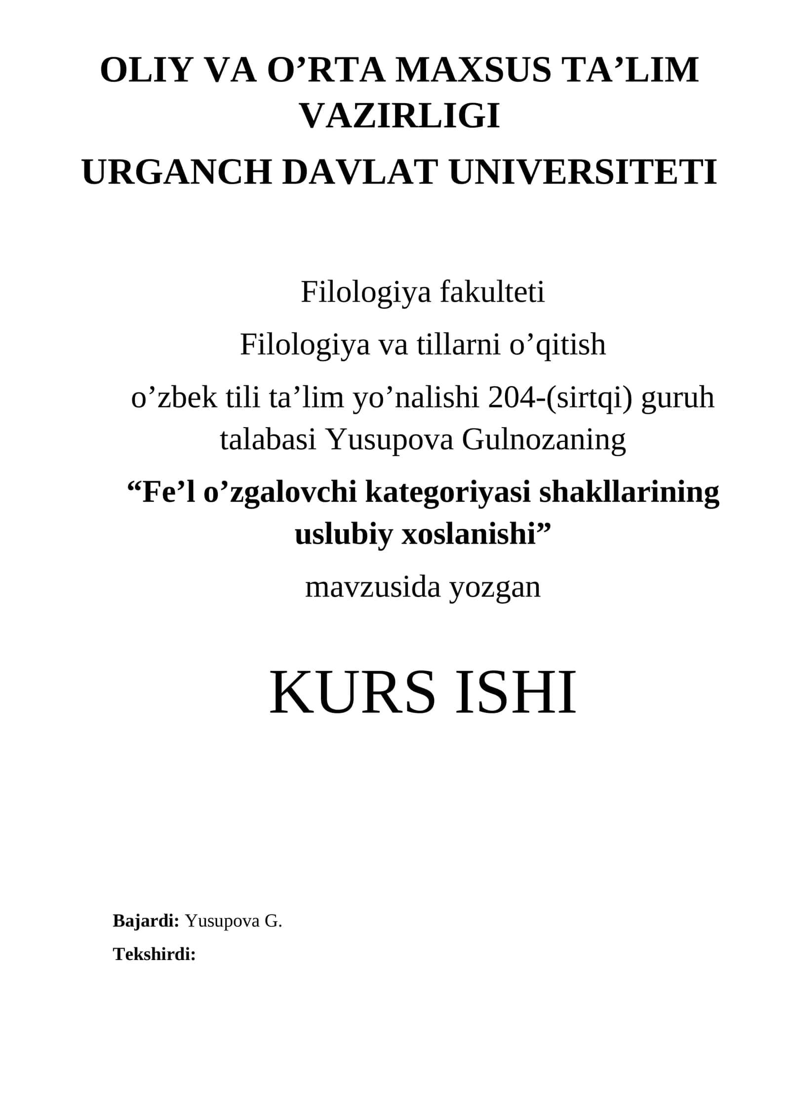 Fe'l o'zgalovchi kategoriyasi shakllarining uslubiy xoslanishi