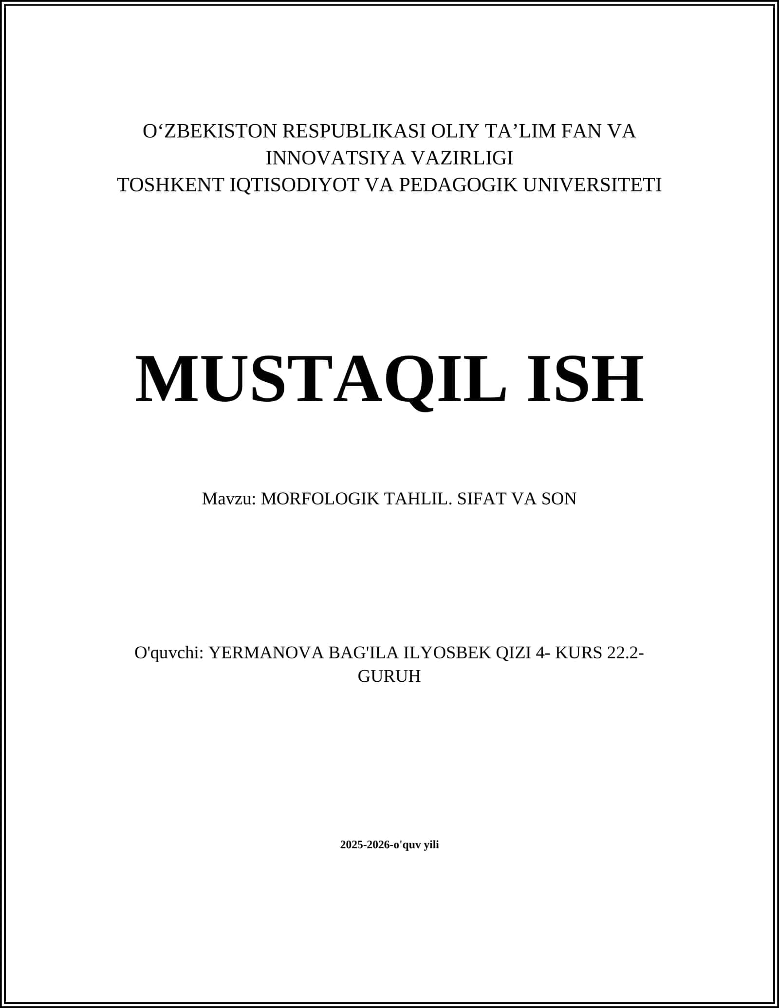 MORFOLOGIK TAHLIL
