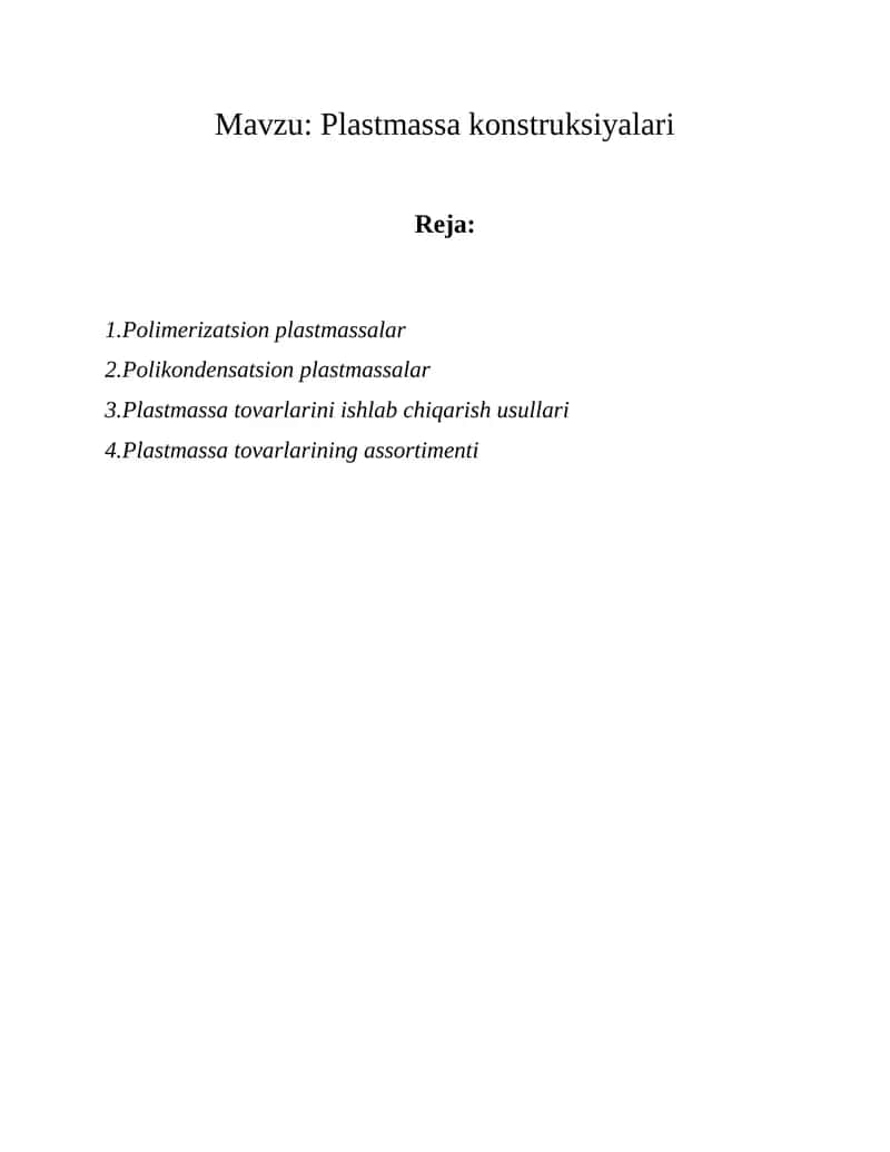 Plastmassa konstruksiyalari