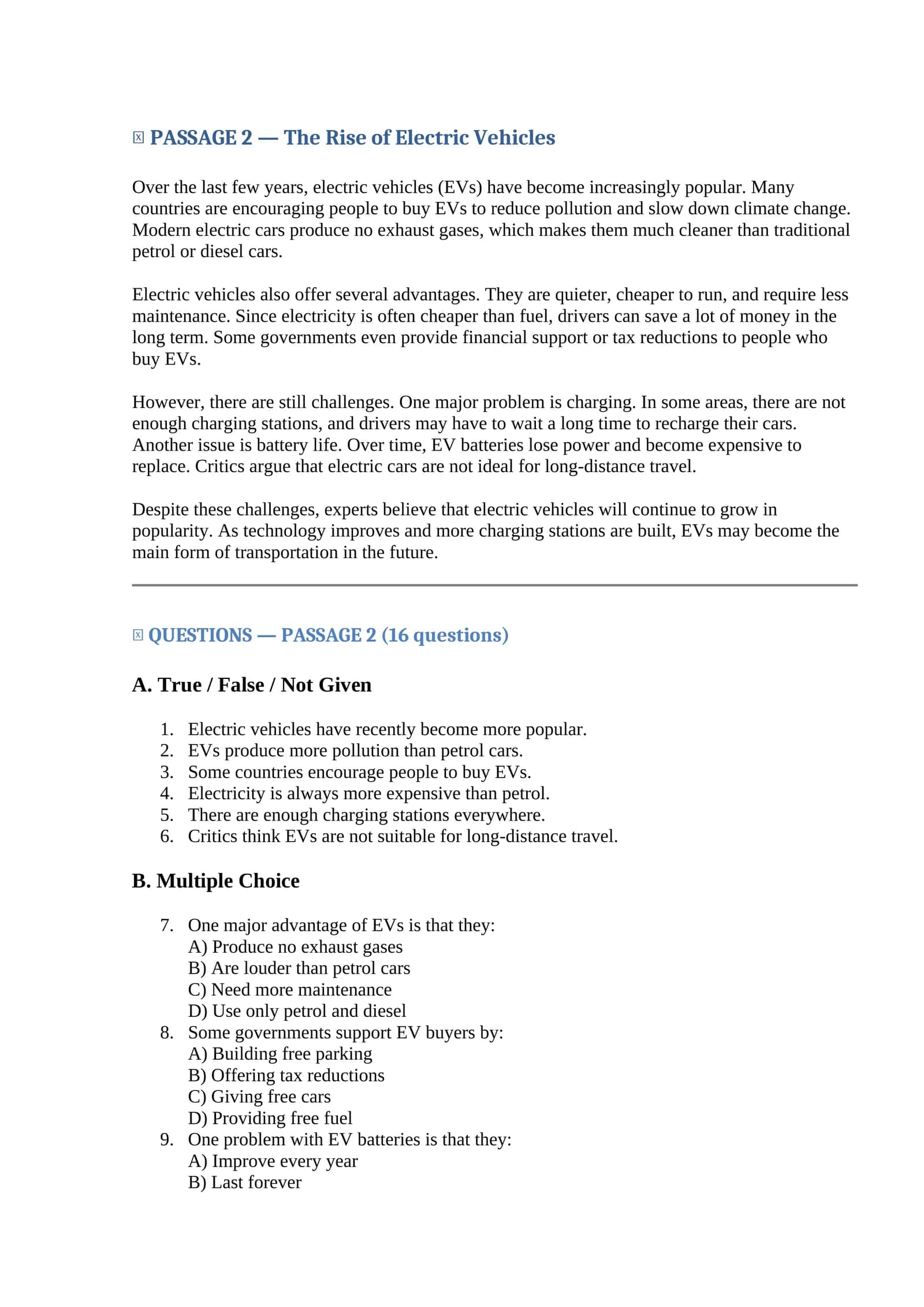 Reading passages for elementary and intermediate students