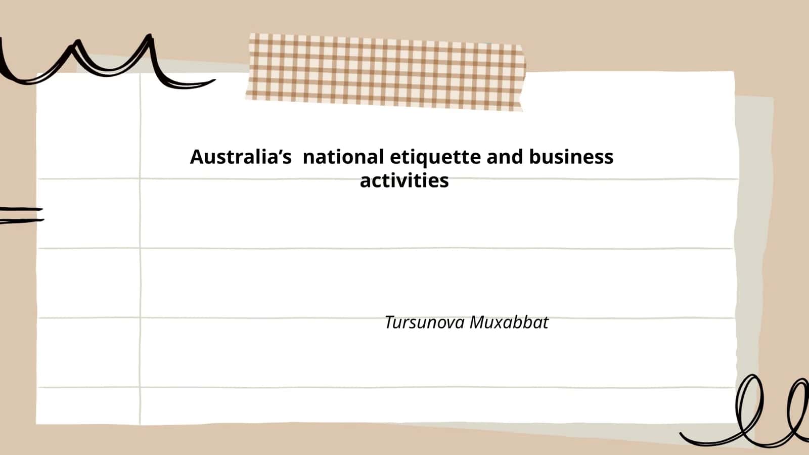 Australia’s national etiquette and business activities