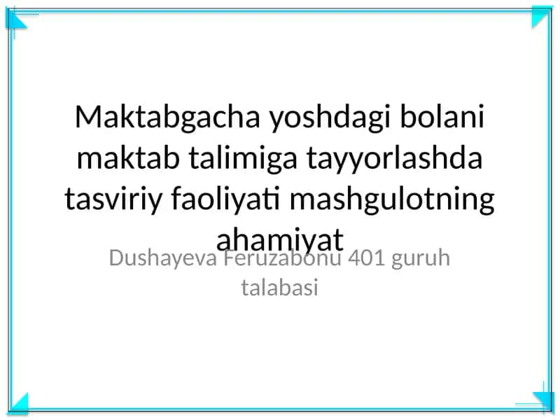 Maktabgacha Yosh Bolalarini Tasvirlash