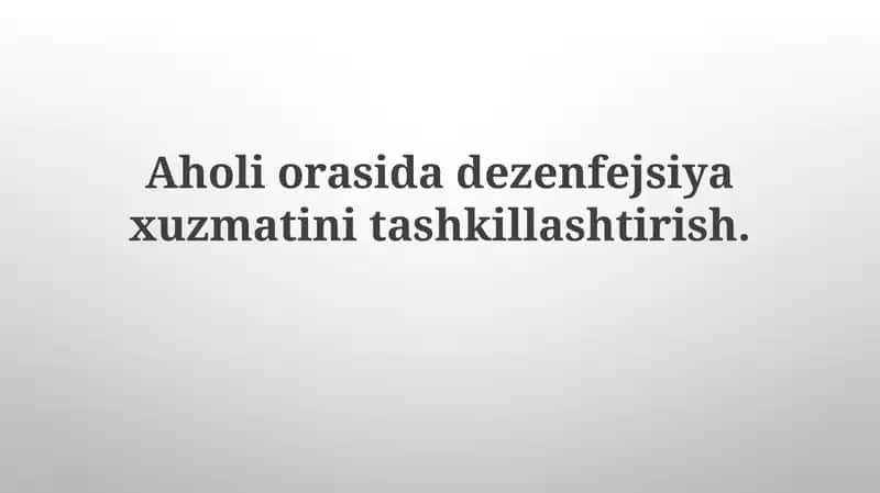 Aholiorasidadezenfejsiyaxuzmatinitashkillashtirish