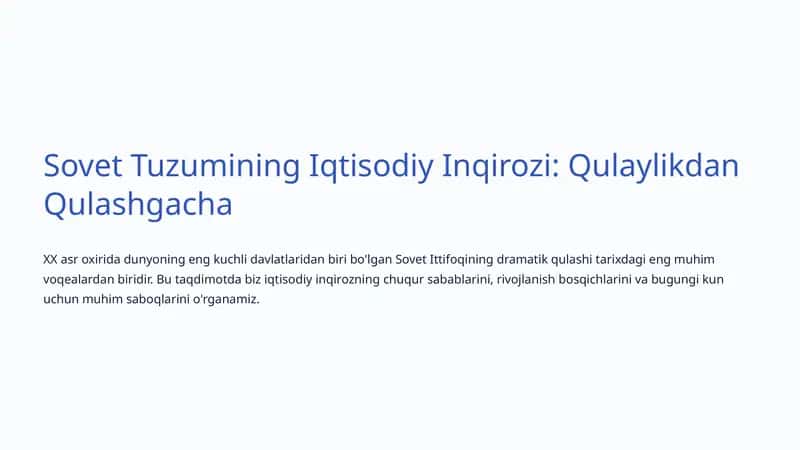 Sovet Tuzumining Iqtisodiy Inqirozi: Qulaylikdan Qulashgacha