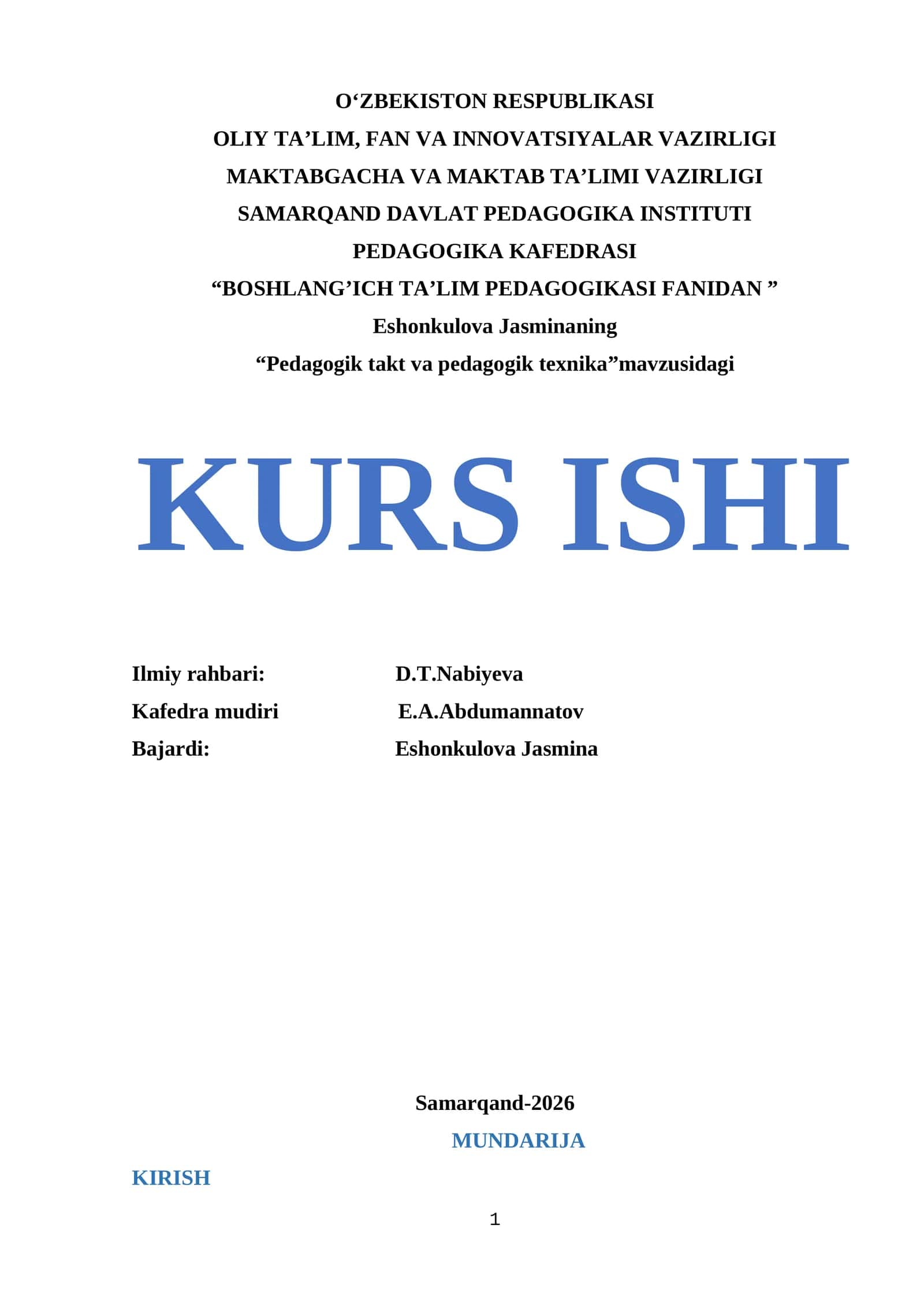 Pedagogik takt va pedagogik texnika