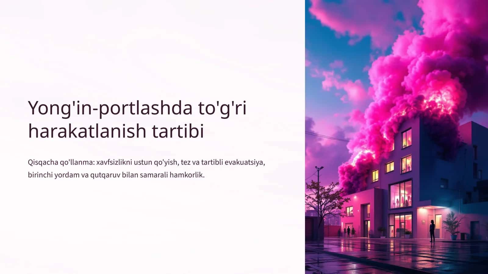 Yong'in‑portlashda to'g'ri harakatlanish tartibi